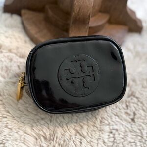 Tory Burch Black Patent Leather Mini Miller Cosmetic Make Up bag